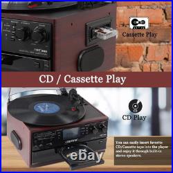 10 in 1 Bluetooth Turntable, 3 Speed Vinyl Record Player, CD Cassette Player Bl