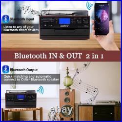 10 in 1 Bluetooth Turntable, 3 Speed Vinyl Record Player, CD Cassette Player Bl