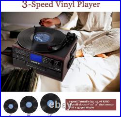 10 in 1 Bluetooth Turntable, 3 Speed Vinyl Record Player, CD Cassette Player Bl