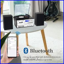 10-in-1 Vintage Record Player, Bluetooth Turntable, CD & Cassette Player, AM/FM