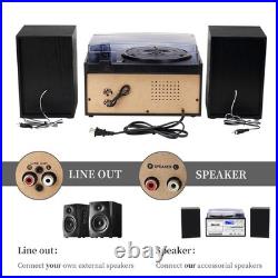 10-in-1 Vintage Record Player, Bluetooth Turntable, CD & Cassette Player, AM/FM