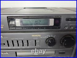 Aiwa Stereo CA-DW556 CD Dual Cassette Radio Boom Box Recording Vintage Working