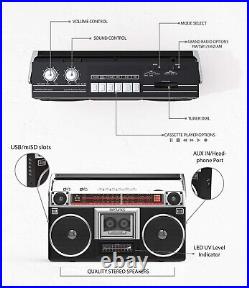 Boombox Radio Cassette Player Recorder, AM/FM -SW1/SW2 Radio, Wireless Stream