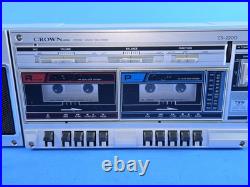 Crown CS2200 AM/FM Stereo Radio-Recorder Cassette Boombox Vintage Crown CS2200 AM/FM Stereo Radio-Recorder Cassette Boombox Vintage