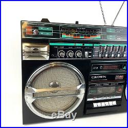Crown SZ-5100 SL Stereo Radio Recorder Vintage Ghetto Blaster Twin Cassette