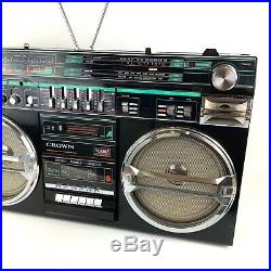 Crown SZ-5100 SL Stereo Radio Recorder Vintage Ghetto Blaster Twin Cassette