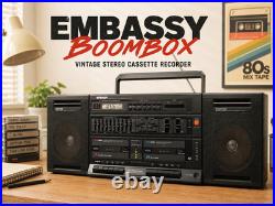 EMBASSY BOOMBOX? RaRe? Vintage Stereo Cassette Recorder
