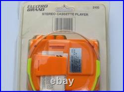 Electro Brand Stereo Cassette Player 2100 Neon Pink Yellow Portable Vintage