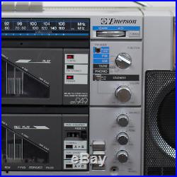 Emerson CTR949 Vintage AM FM Stereo Radio Dual Cassette Recorder Boombox Vintage