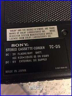 Excellent Condition Vintage SONY TC-D5 Stereo Cassette Recorder & DR2 Headphones