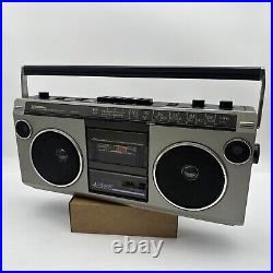 Goldstar TSR-571 Stereo Radio Cassette Recorder Vintage Silver Boombox READ