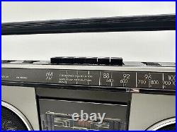 Goldstar TSR-571 Stereo Radio Cassette Recorder Vintage Silver Boombox READ