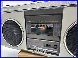 Goldstar TSR-571 Stereo Radio Cassette Recorder Vintage Silver Boombox READ