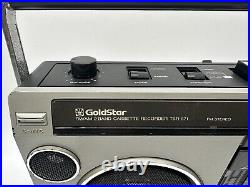 Goldstar TSR-571 Stereo Radio Cassette Recorder Vintage Silver Boombox READ