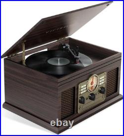 Hawthorne 3-Speed (33 1/3, 45, 78 RPM) Bluetooth Record Player with CD, Casset