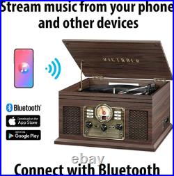 Hawthorne 3-Speed (33 1/3, 45, 78 RPM) Bluetooth Record Player with CD, Casset