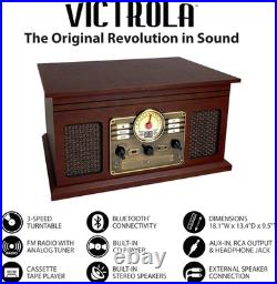 Hawthorne 3-Speed (33 1/3, 45, 78 RPM) Bluetooth Record Player with CD, Casset