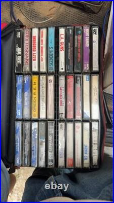 Huge Vintage Cassette Tape Lot 75+ Rock Metal Country + GE Cassette Recorder