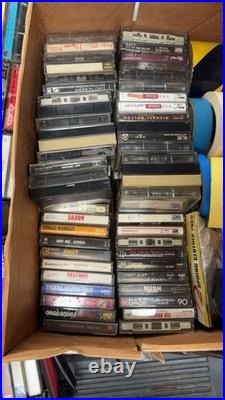 Huge Vintage Cassette Tape Lot 75+ Rock Metal Country + GE Cassette Recorder