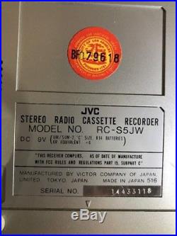 Jvc Stereo Radio Cassette Recorder Rc-s5jw Vintage