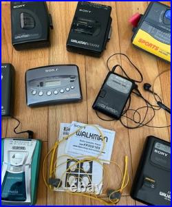 LARGE Lot 9 Vintage Vtg Sony Cassette Recorders WALKMANS PLUS MORE. 11 Total