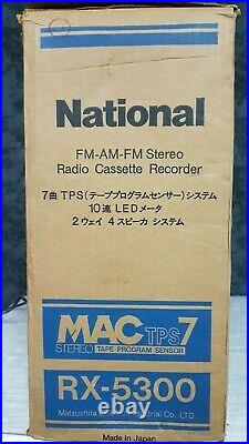 NATIONAL RX-5300 vintage stereo radio cassette recorder in org box Rare