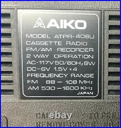 NEW IN BOX VINTAGE AIKO ATPR-406U AM/FM RADIO with CASSETTE RECORDER- NEVER USED