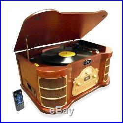 NEW Pyle PTCD54UB Bluetooth Vintage Turntable AM-FM/CD/Cassette/USB Record/AUX