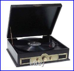 NEW Pyle PTT30BK Bluetooth Vintage Turntable CD AM/FM Radio Cassette USB Record