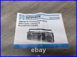 NEW Vtg Symphonic Stereo Radio Dual Cassette Recorder AM/FM Boombox Model 550