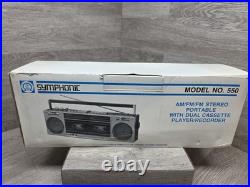 NEW Vtg Symphonic Stereo Radio Dual Cassette Recorder AM/FM Boombox Model 550