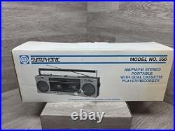 NEW Vtg Symphonic Stereo Radio Dual Cassette Recorder AM/FM Boombox Model 550