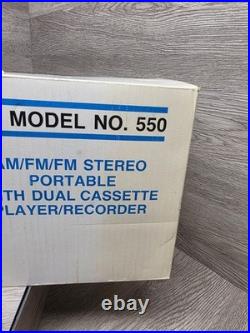 NEW Vtg Symphonic Stereo Radio Dual Cassette Recorder AM/FM Boombox Model 550
