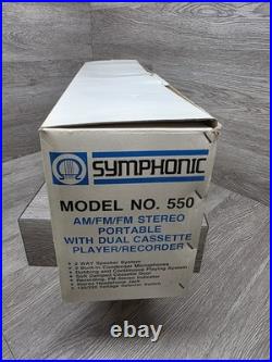 NEW Vtg Symphonic Stereo Radio Dual Cassette Recorder AM/FM Boombox Model 550