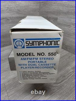 NEW Vtg Symphonic Stereo Radio Dual Cassette Recorder AM/FM Boombox Model 550