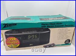 NOB Vintage Zenith ZG320M AM/FM Stereo Clock Radio Cassette Recorder Dual Alarm