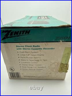 NOB Vintage Zenith ZG320M AM/FM Stereo Clock Radio Cassette Recorder Dual Alarm