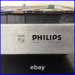 Philips Vintage Table-top Cassette Recorder with Stereo Amplifier Wooden Housing