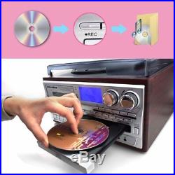 Pro 3 Speed Bluetooth Vinyl Record Player Retro Vintage Turntable CD & Cassette