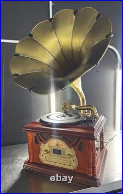 Pyle Vintage Gramaphone Record Player Radio Cassette Player Tested Works Great Pyle Vintage Gramaphone Record Player Radio Cassette Player Tested Works Great