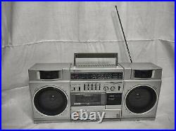RARE Vintage Hitachi Model TRK-7700H Boombox radio cassette recorder Please Read