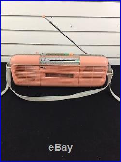 RARE Vintage Sharp QT-50(P) Pink Stereo AM/FM Cassette Recorder Radio withStrap