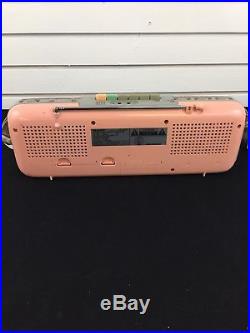 RARE Vintage Sharp QT-50(P) Pink Stereo AM/FM Cassette Recorder Radio withStrap