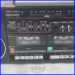 Rare No Brand Vintage Boombox 80s Stereo Radio/dual Cassette Recorder 681-3039