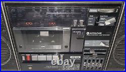 Rare Vtg Hitachi Stereo Cassette Recorder Boombox Detachable Speakers TRK-9300W