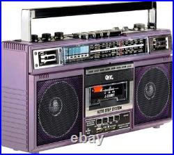 Retro Purple Boombox with Bluetooth & Recorder-`/