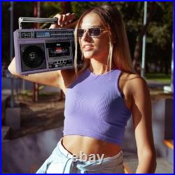 Retro Purple Boombox with Bluetooth & Recorder-`/