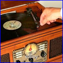 Retro Vintage Gift Turntable Vinyl Record Player Speakers Radio Cassette Cd Play