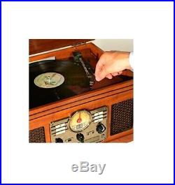 Retro Vintage Radio CD Cassette Bluetooth Turntable Vinyl Record Player ESPRESSO