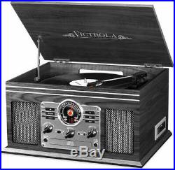 Retro Vintage Radio CD Cassette Bluetooth Turntable Vinyl Record Player GRAPHITE